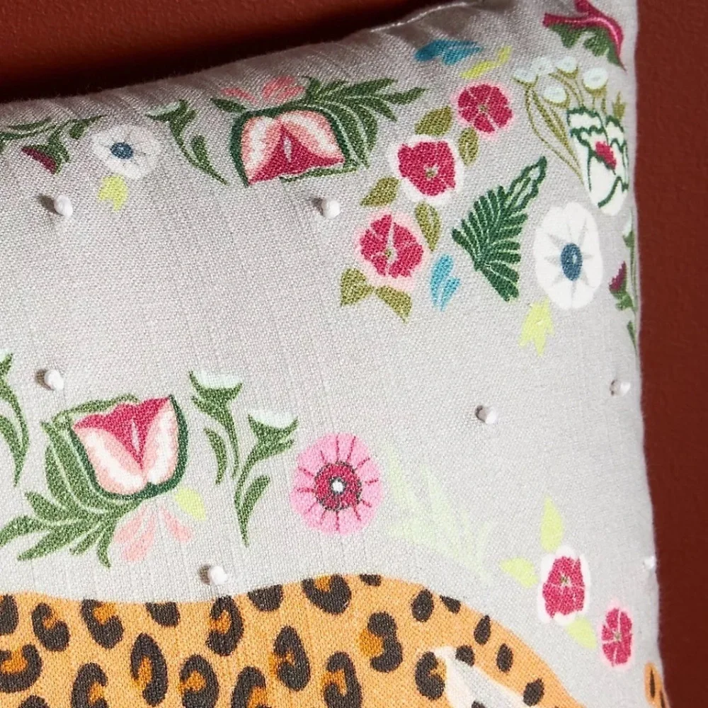 NWT Anthropologie Christmas Claus Embroidered Bolster Pillow